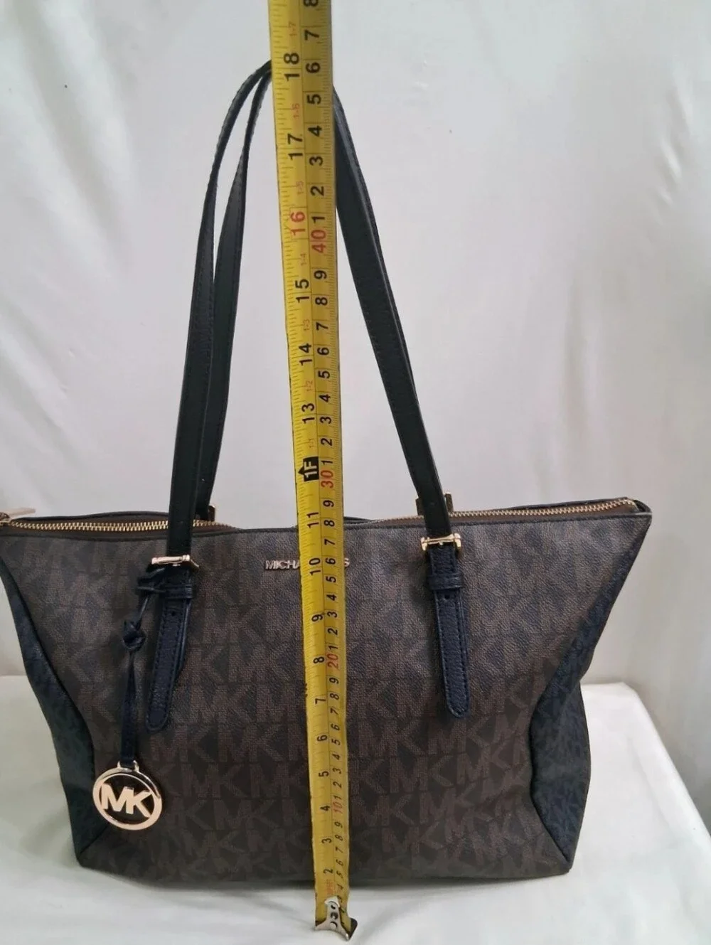 Michael Kors Coraline Logo Saffiano Leather Black & Brown Tote Bag